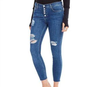 Free People Button Fly Women's Distressed Skinny Jeans Size 27